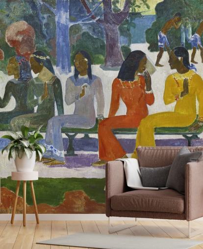 colourful paul gauguin fine art wallpaper mural called We Shall not Go to Market Today colourful paul gauguin fine art wallpaper mural called We Shall not Go to Market Today
