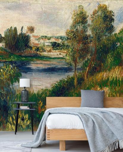 kunsttapet veggmaleri kalt Landskap på Vétheuil av Pierre-Auguste Renoir for soverom og stuer
