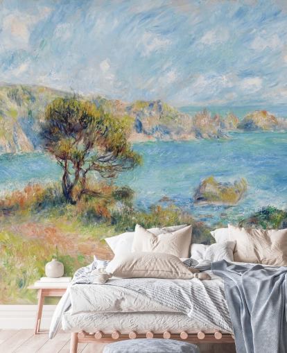 mural de parede renoir azul e verde chamado View at Guernsey para quartos e salas de estar