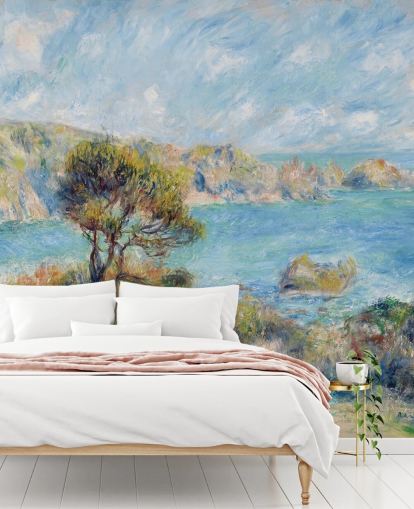 fresque murale bleue et verte de Renoir intitulée View at Guernsey pour les chambres et les salons fresque murale bleue et verte de Renoir intitulée View at Guernsey pour les chambres et les salons