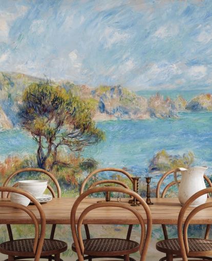 blaues und grünes Renoir-Wandbild namens View at Guernsey für Schlafzimmer und Wohnzimmer blaues und grünes Renoir-Wandbild namens View at Guernsey für Schlafzimmer und Wohnzimmer