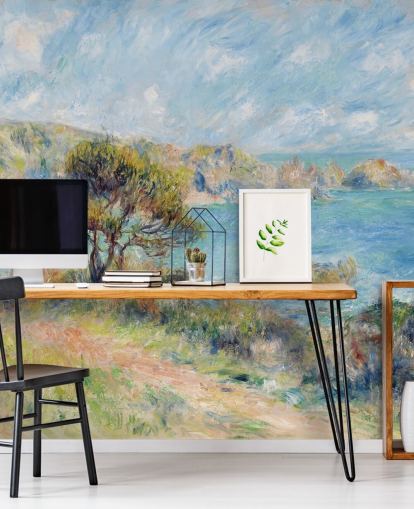 blå og grøn renoir vægmaleri kaldet View at Guernsey til soveværelser og stuer