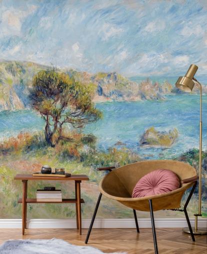 mural de parede renoir azul e verde chamado View at Guernsey para quartos e salas de estar