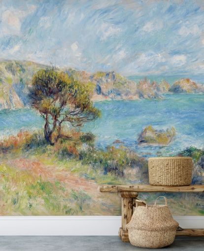 mural de pared de Renoir azul y verde llamado View at Guernsey para dormitorios y salas de estar