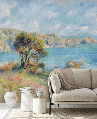 blå og grøn renoir vægmaleri kaldet View at Guernsey til soveværelser og stuer