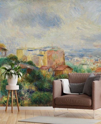 Kunsttapete mit dem Titel View From Montmartre von Pierre-Auguste Renoir für Schlafzimmer und Wohnzimmer