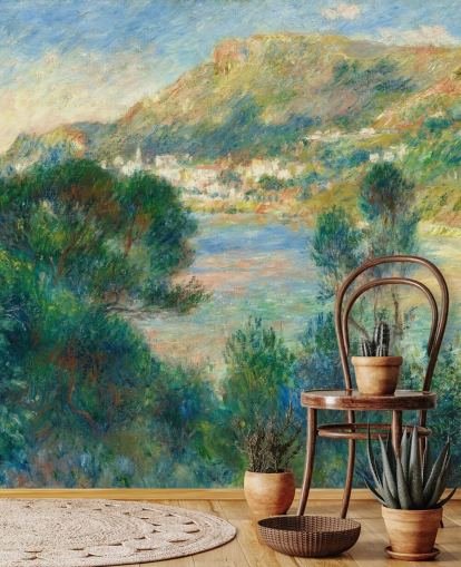 fine art wallpaper mural called View of Monte Carlo from Cap Martin by Pierre-Auguste Renoir for bedrooms and living rooms