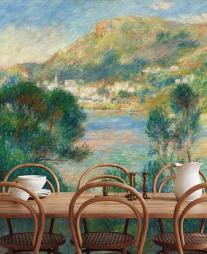 carta da parati fine art chiamata Veduta di Monte Carlo da Cap Martin di Pierre-Auguste Renoir per camere da letto e salotti