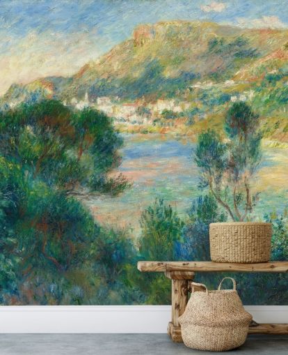 fine art wallpaper mural called View of Monte Carlo from Cap Martin by Pierre-Auguste Renoir for bedrooms and living rooms