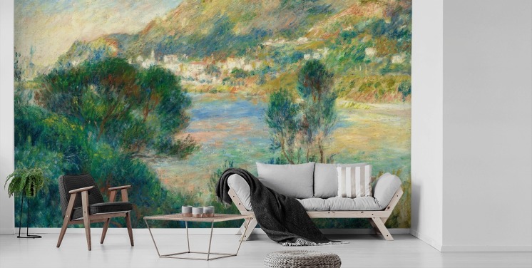 papier peint mural d'art intitulé Vue de Monte-Carlo depuis le Cap Martin par Pierre-Auguste Renoir pour les chambres et les salons