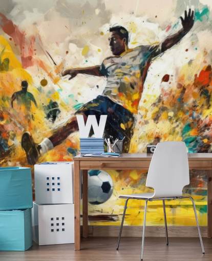 lebendiges Fußball-Tapeten-Wandbild namens Street Soccer für Schlafzimmer und Fußballvereine