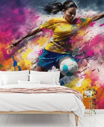 mural de papel pintado con ilustración de fútbol llamado Football Striker para dormitorios