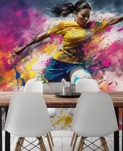 mural de papel de parede de ilustração de futebol chamado Football Striker para quartos