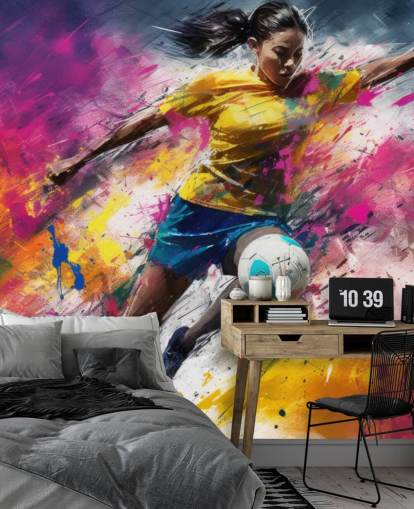 football illustration wallpaper mural called Football Striker for bedrooms
