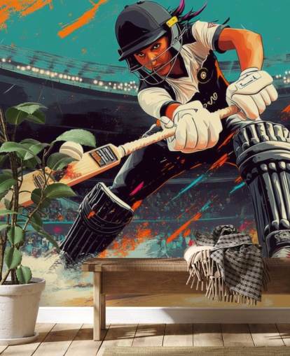 cricket tapet väggmålning som heter Cricket Player Illustration för sovrum och idrottsklubbar