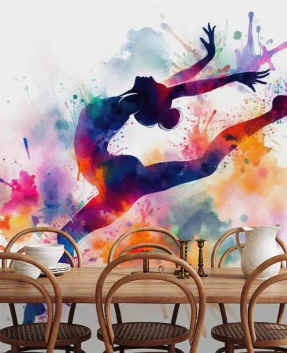 customizable gymnastics wallpaper mural called Gymnast Silhouette for bedrooms and sports clubs