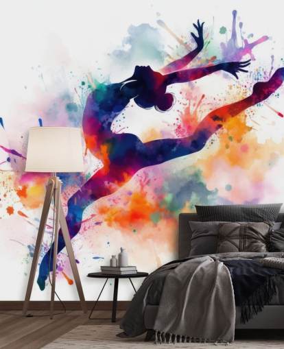 personalisierbare Gymnastik-Tapete namens Gymnast Silhouette für Schlafzimmer und Sportvereine personalisierbare Gymnastik-Tapete namens Gymnast Silhouette für Schlafzimmer und Sportvereine