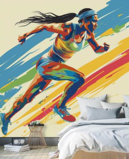 papier peint mural d'athlétisme appelé Sprinting Athlete pour les maisons, les entreprises et les clubs sportifs