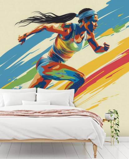 papier peint mural d'athlétisme appelé Sprinting Athlete pour les maisons, les entreprises et les clubs sportifs