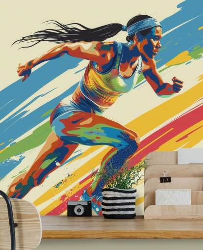 mural de papel de parede de atletismo chamado Sprinting Athlete para residências, empresas e clubes esportivos mural de papel de parede de atletismo chamado Sprinting Athlete para residências, empresas e clubes esportivos