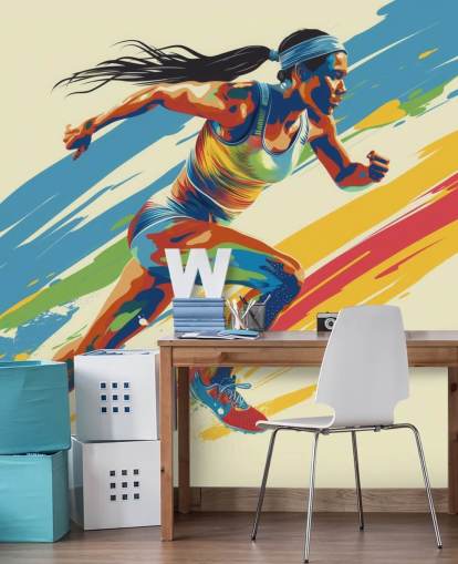 track and field wallpaper mural called Sprinting Athlete for homes, businesses and sports clubs