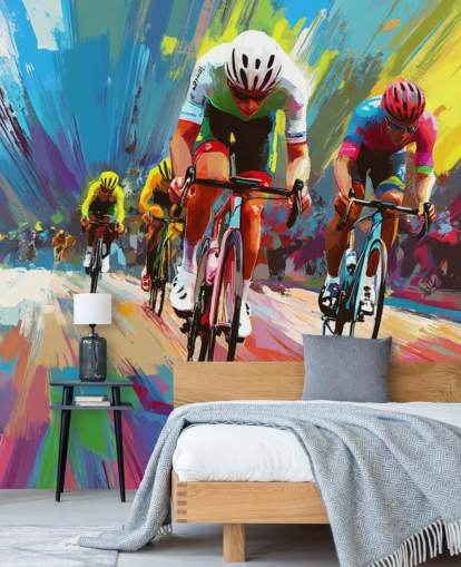 colorful cycling wallpaper mural called Abstract Cyclists for homes, offices and sports clubs colorful cycling wallpaper mural called Abstract Cyclists for homes, offices and sports clubs