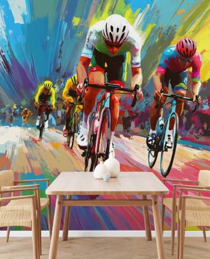 colorful cycling wallpaper mural called Abstract Cyclists for homes, offices and sports clubs colorful cycling wallpaper mural called Abstract Cyclists for homes, offices and sports clubs