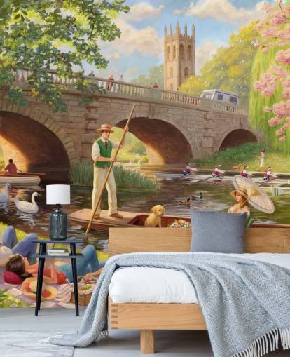 peinture murale d'époque révolue intitulée Boat Ride de Daniel Rodgers pour les maisons de retraite