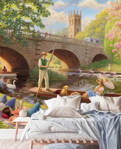 mural de pared de época pasada llamado Boat Ride de Daniel Rodgers para residencias de ancianos