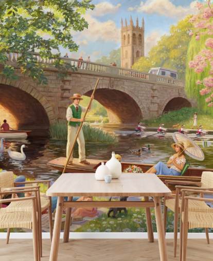 bygone era wall mural called Boat Ride by Daniel Rodgers for care homes bygone era wall mural called Boat Ride by Daniel Rodgers for care homes