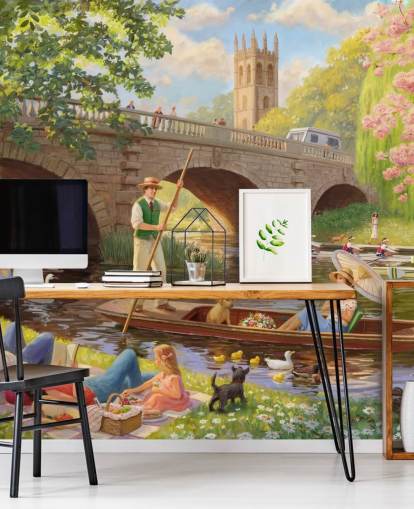 bygone era wall mural called Boat Ride by Daniel Rodgers for care homes bygone era wall mural called Boat Ride by Daniel Rodgers for care homes