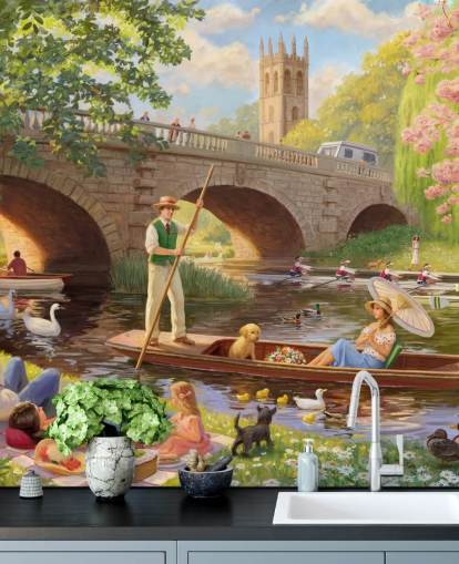 murale d'epoca passata chiamato Boat Ride di Daniel Rodgers per case di cura murale d'epoca passata chiamato Boat Ride di Daniel Rodgers per case di cura