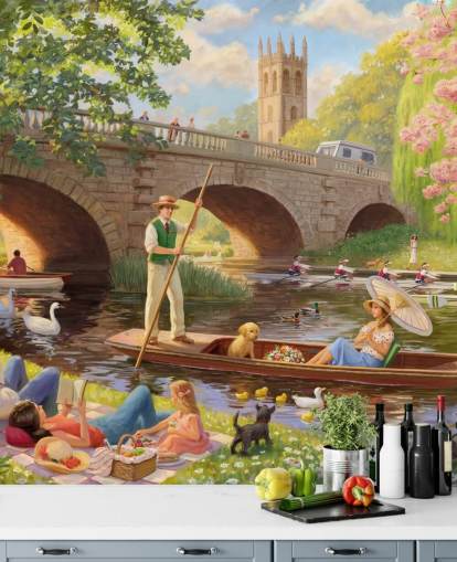 murale d'epoca passata chiamato Boat Ride di Daniel Rodgers per case di cura