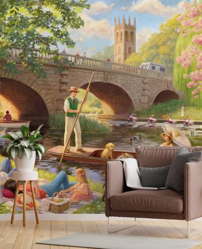 mural de pared de época pasada llamado Boat Ride de Daniel Rodgers para residencias de ancianos mural de pared de época pasada llamado Boat Ride de Daniel Rodgers para residencias de ancianos