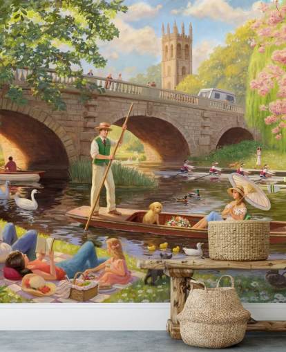 mural de pared de época pasada llamado Boat Ride de Daniel Rodgers para residencias de ancianos