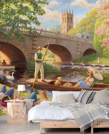 peinture murale d'époque révolue intitulée Boat Ride de Daniel Rodgers pour les maisons de retraite