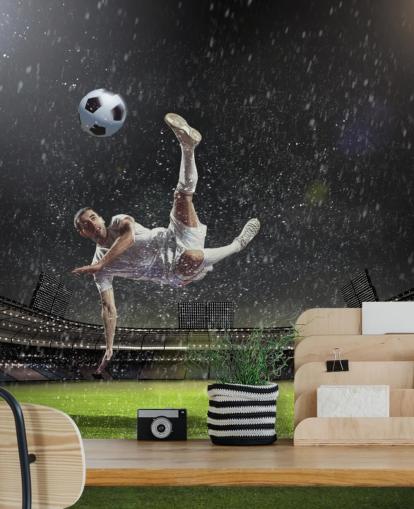 mural de papel pintado de fútbol llamado Bicycle Kick para dormitorios y clubes deportivos mural de papel pintado de fútbol llamado Bicycle Kick para dormitorios y clubes deportivos