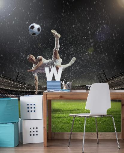 football wallpaper mural called Bicycle Kick for bedrooms and sports clubs