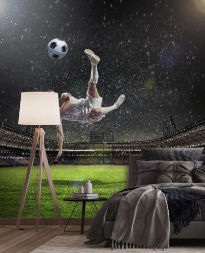 football wallpaper mural called Bicycle Kick for bedrooms and sports clubs
