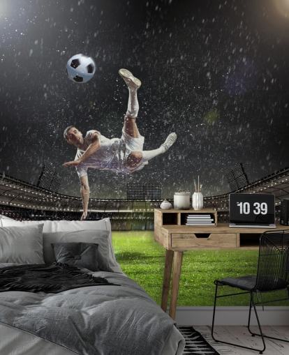 football wallpaper mural called Bicycle Kick for bedrooms and sports clubs