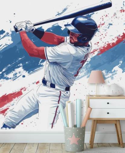 tilpasselig baseball vægmaleri kaldet Rød, hvid og blå Baseball til børns soveværelser tilpasselig baseball vægmaleri kaldet Rød, hvid og blå Baseball til børns soveværelser