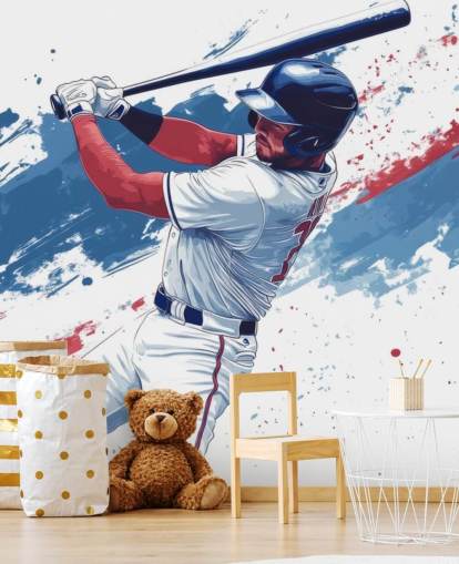 tilpasselig baseball vægmaleri kaldet Rød, hvid og blå Baseball til børns soveværelser tilpasselig baseball vægmaleri kaldet Rød, hvid og blå Baseball til børns soveværelser