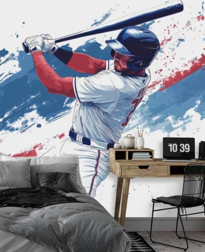 personalisierbares Baseball-Wandbild mit dem Titel Red, White and Blue Baseball für Kinderzimmer