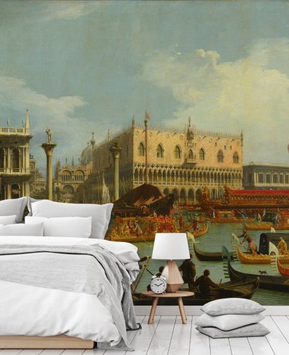 carta da parati murale d'arte chiamata Il Bucintoro ritorna al molo di Palazzo Ducale di Canaletto