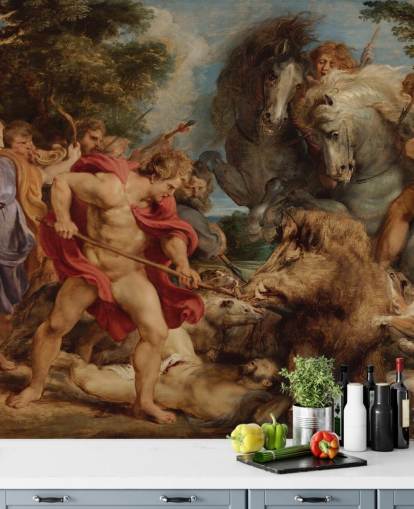 murale d'arte chiamato The Calydonian Boar Hunt di Peter Paul Rubens per salotti, sale da pranzo e uffici domestici murale d'arte chiamato The Calydonian Boar Hunt di Peter Paul Rubens per salotti, sale da pranzo e uffici domestici