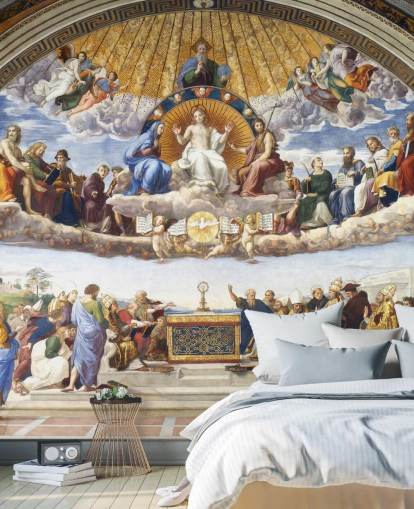 papier peint mural d'art intitulé Disputation du Saint-Sacrement par Raphaël pour les particuliers et les entreprises