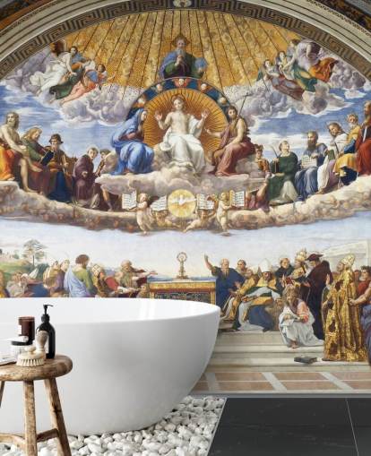 kunsttapet vægmaleri kaldet Disputation of the Holy Sacrament af Raphael til hjem og virksomheder