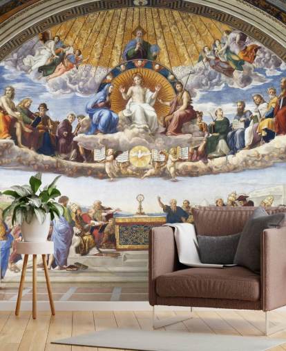 papier peint mural d'art intitulé Disputation du Saint-Sacrement par Raphaël pour les particuliers et les entreprises