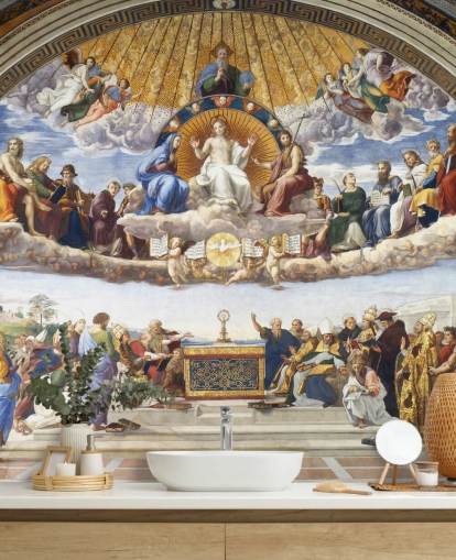 papier peint mural d'art intitulé Disputation du Saint-Sacrement par Raphaël pour les particuliers et les entreprises