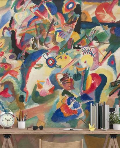 kunstbehangmuurschildering genaamd Entwurf 3 zu Komposition VII van Wassily Kandinsky